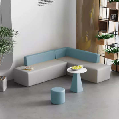 Scandinavian Leather Wood Coffee Table Chair Set