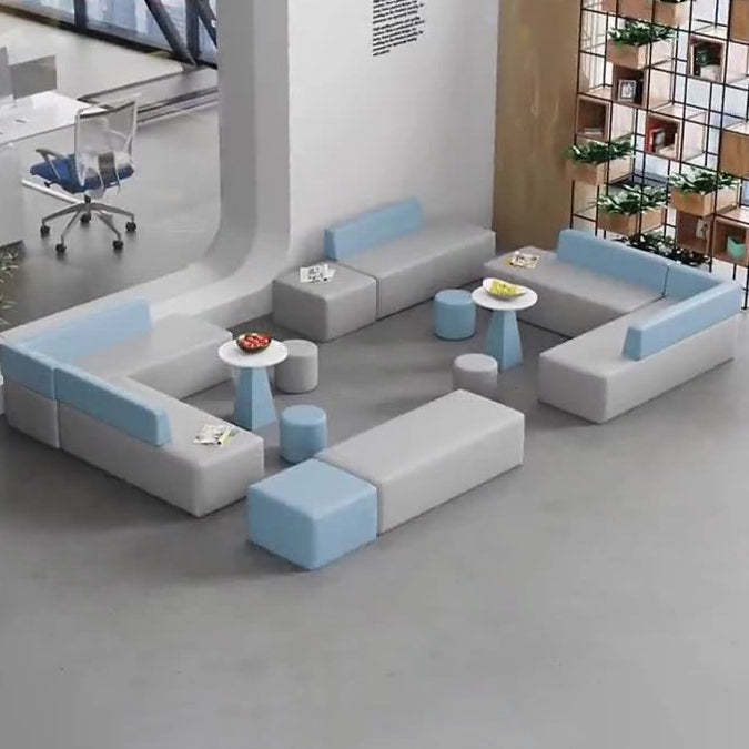 Scandinavian Leather Wood Coffee Table Chair Set — Square Coffee Table