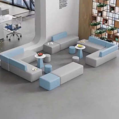 Scandinavian Leather Wood Coffee Table Chair Set — Square Coffee Table
