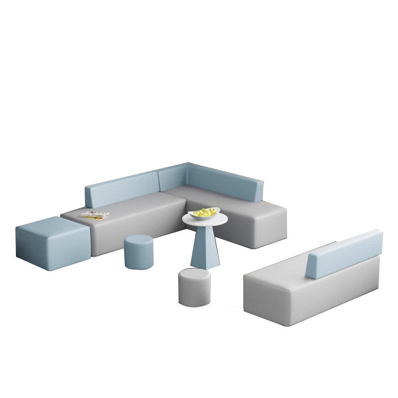 Scandinavian Leather Wood Coffee Table Chair Set