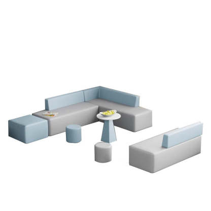 Scandinavian Leather Wood Coffee Table Chair Set