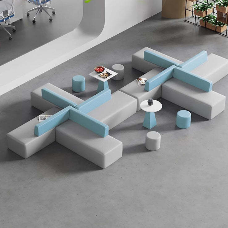 Scandinavian Leather Wood Coffee Table Chair Set