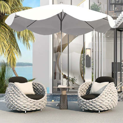 Scandinavian Weaving Fabric Arc Outdoor Coffee Table — Table / Dark Gray