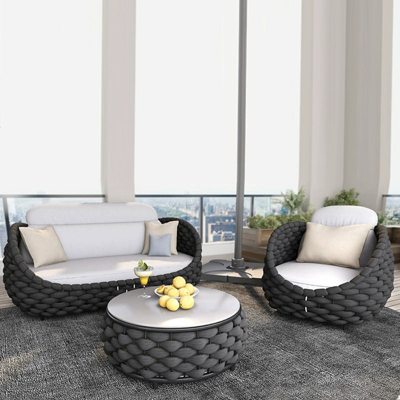Scandinavian Weaving Fabric Arc Outdoor Coffee Table — Chair / Dark Gray