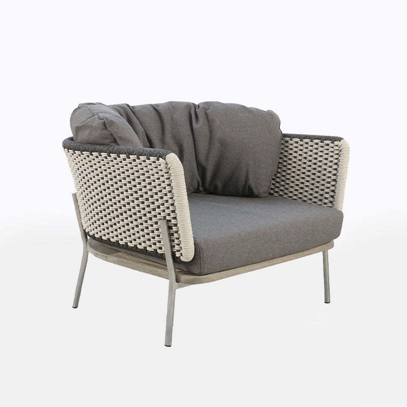 Scandinavian Weaving Rope Slab Outdoor Coffee Table — Table - B