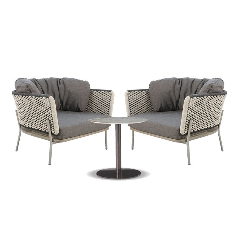 Scandinavian Weaving Rope Slab Outdoor Coffee Table — Table - A