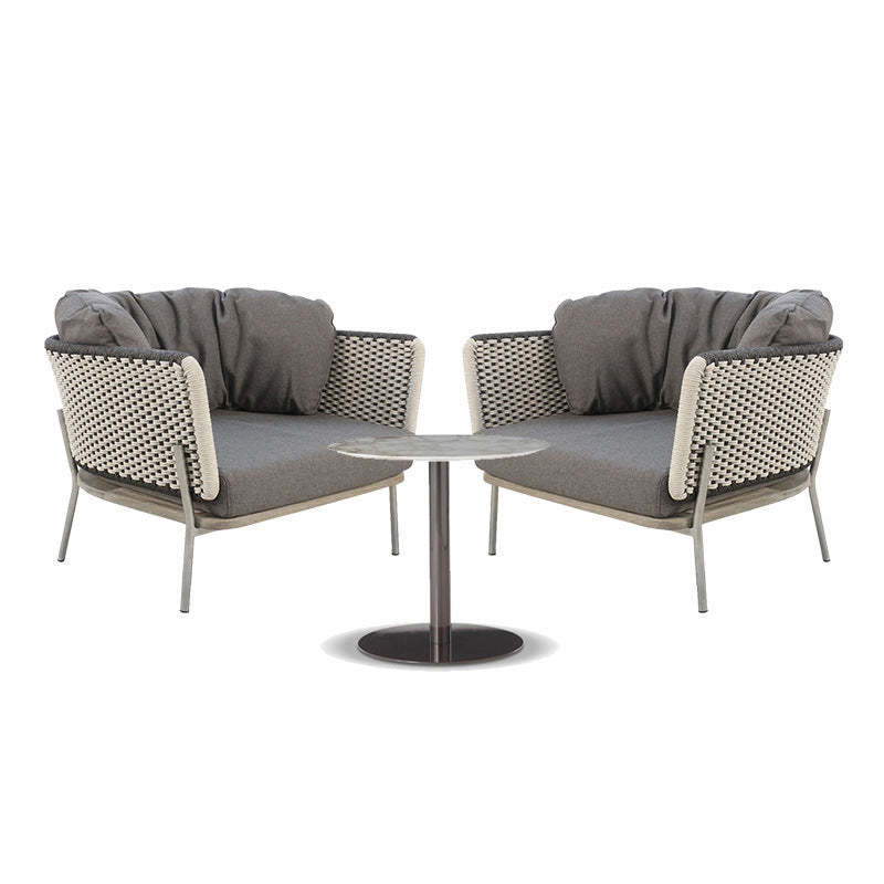 Scandinavian Weaving Rope Slab Outdoor Coffee Table — Table - A