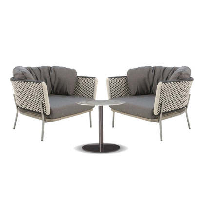Scandinavian Weaving Rope Slab Outdoor Coffee Table — Table - A