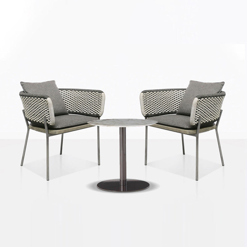 Scandinavian Weaving Rope Slab Outdoor Coffee Table — Chair - B