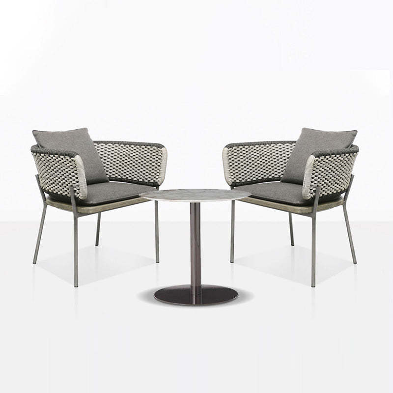 Scandinavian Weaving Rope Slab Outdoor Coffee Table — Chair - B