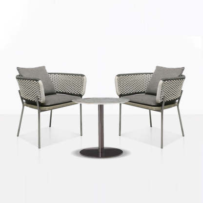 Scandinavian Weaving Rope Slab Outdoor Coffee Table — Chair - B