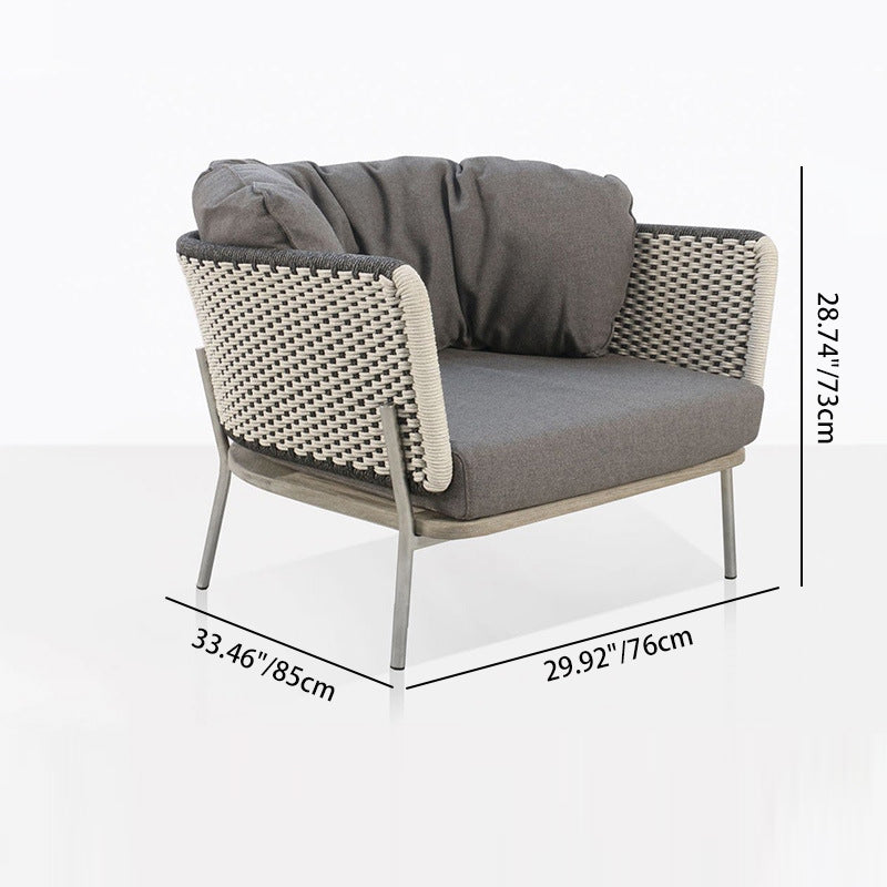 Scandinavian Weaving Rope Slab Outdoor Coffee Table