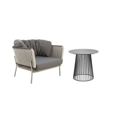 Scandinavian Weaving Rope Slab Outdoor Coffee Table