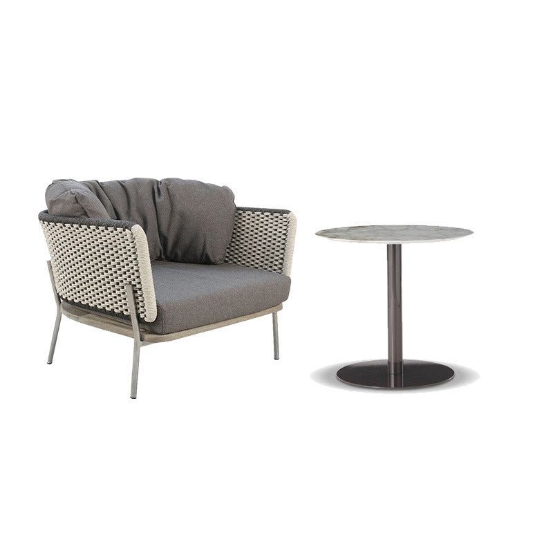 Scandinavian Weaving Rope Slab Outdoor Coffee Table