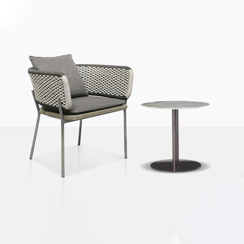 Scandinavian Weaving Rope Slab Outdoor Coffee Table