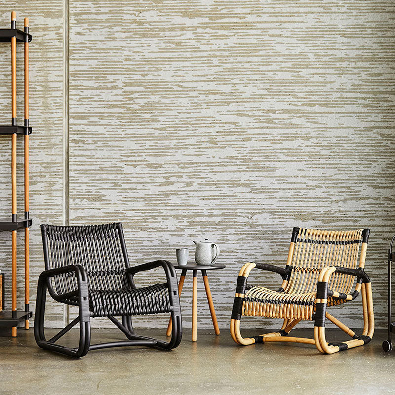 Japanese Imitation Rattan Glass Coffee Table — Chair - Rattan Color