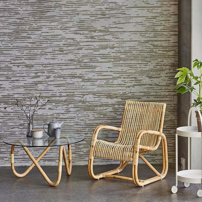 Japanese Imitation Rattan Glass Coffee Table