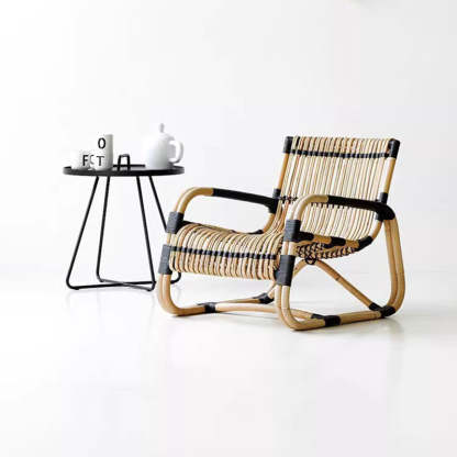 Japanese Imitation Rattan Glass Coffee Table