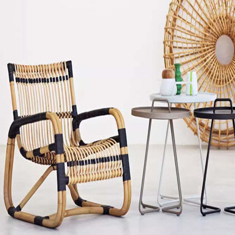 Japanese Imitation Rattan Glass Coffee Table