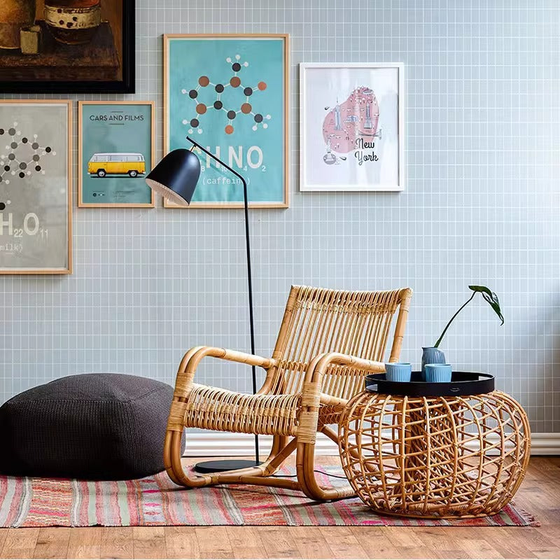 Japanese Imitation Rattan Glass Coffee Table