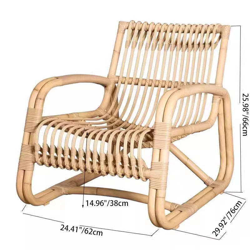 Japanese Imitation Rattan Glass Coffee Table