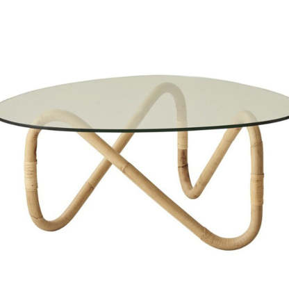 Japanese Imitation Rattan Glass Coffee Table