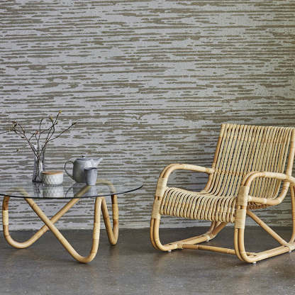 Japanese Imitation Rattan Glass Coffee Table — Chair - Rattan Color & Black
