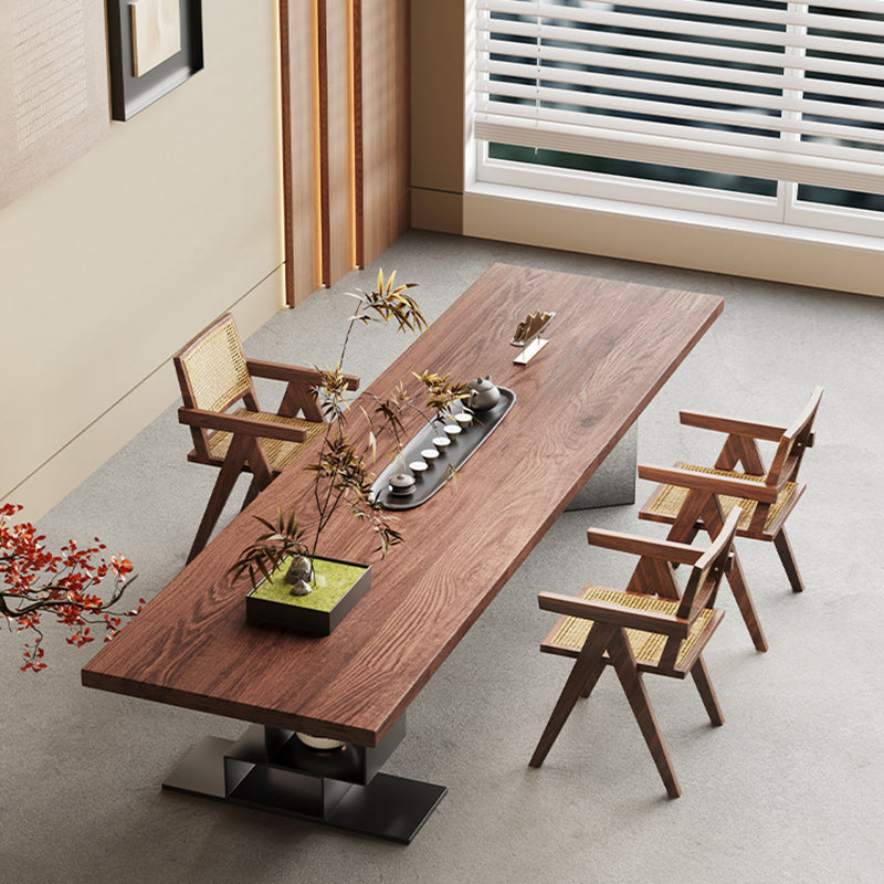 Retro Wood Acrylic Jackpot Leg Coffee Table — Pine Wood Table - Walnut