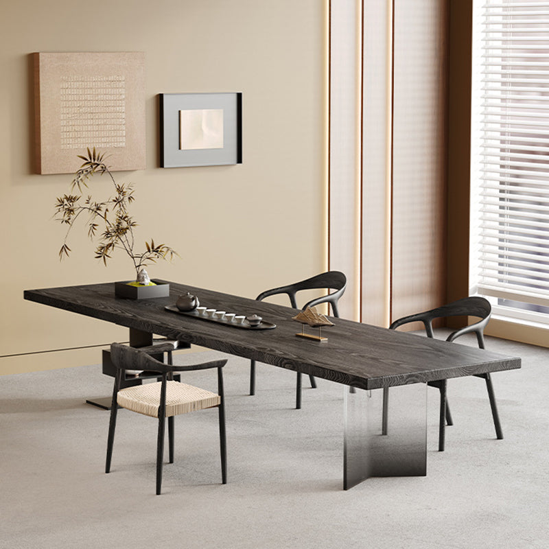 Retro Wood Acrylic Jackpot Leg Coffee Table — Pine Wood Table - Black