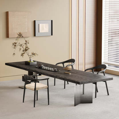 Retro Wood Acrylic Jackpot Leg Coffee Table — Pine Wood Table - Black