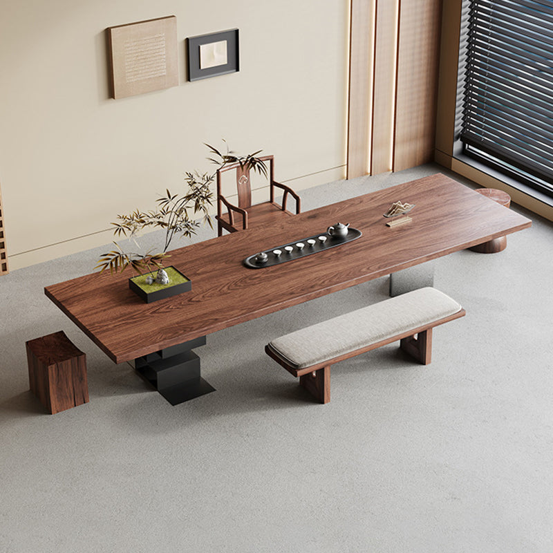 Retro Wood Acrylic Jackpot Leg Coffee Table — Ash Wood Table - Walnut