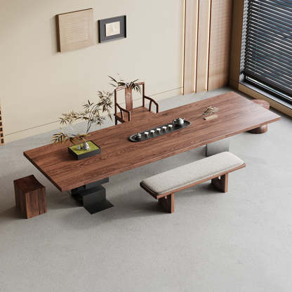 Retro Wood Acrylic Jackpot Leg Coffee Table — Ash Wood Table - Walnut