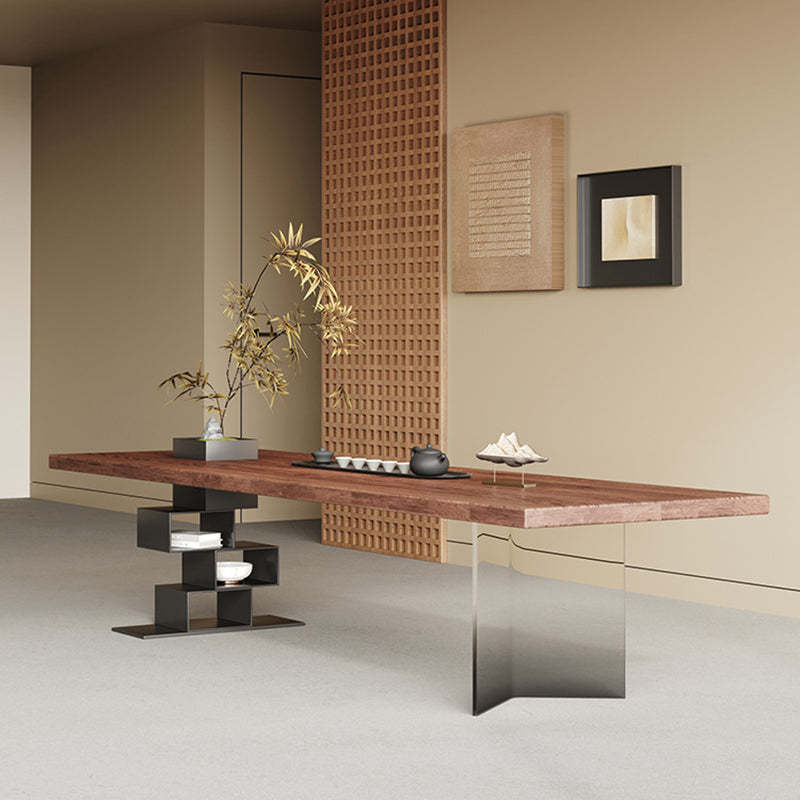 Retro Wood Acrylic Jackpot Leg Coffee Table — Ash Wood Table - Black