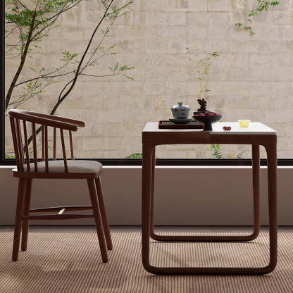 Chinese Slab Wood Coffee Table Chair Set — 2 Chairs