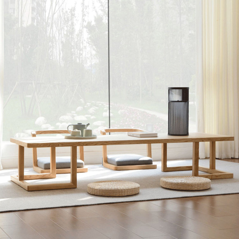 Japanese Ash Wood Low Coffee Table Chair Set — Table - Large / Walnut