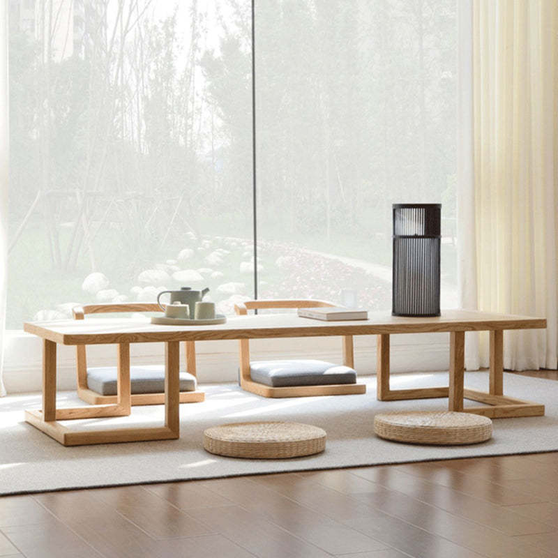 Japanese Ash Wood Low Coffee Table Chair Set — Table - Large / Walnut