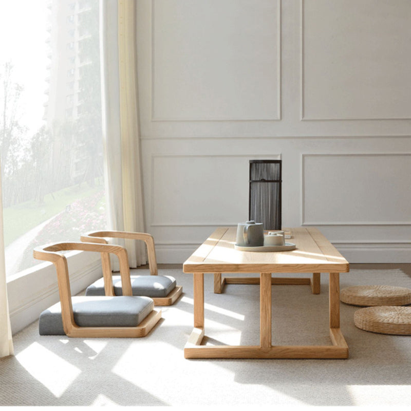 Japanese Ash Wood Low Coffee Table Chair Set