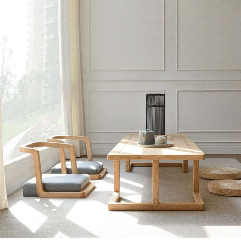 Japanese Ash Wood Low Coffee Table Chair Set