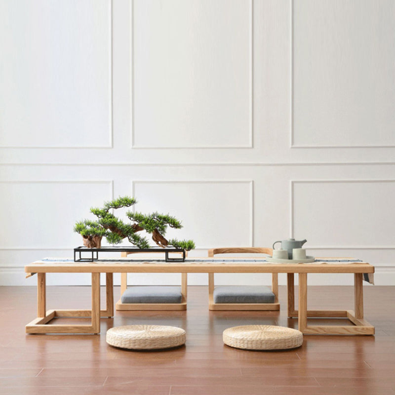 Japanese Ash Wood Low Coffee Table Chair Set — Table - Medium / Wood
