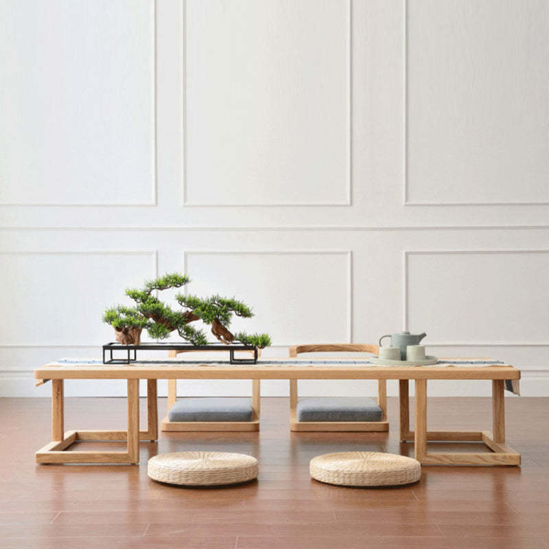 Japanese Ash Wood Low Coffee Table Chair Set — Table - Medium / Wood
