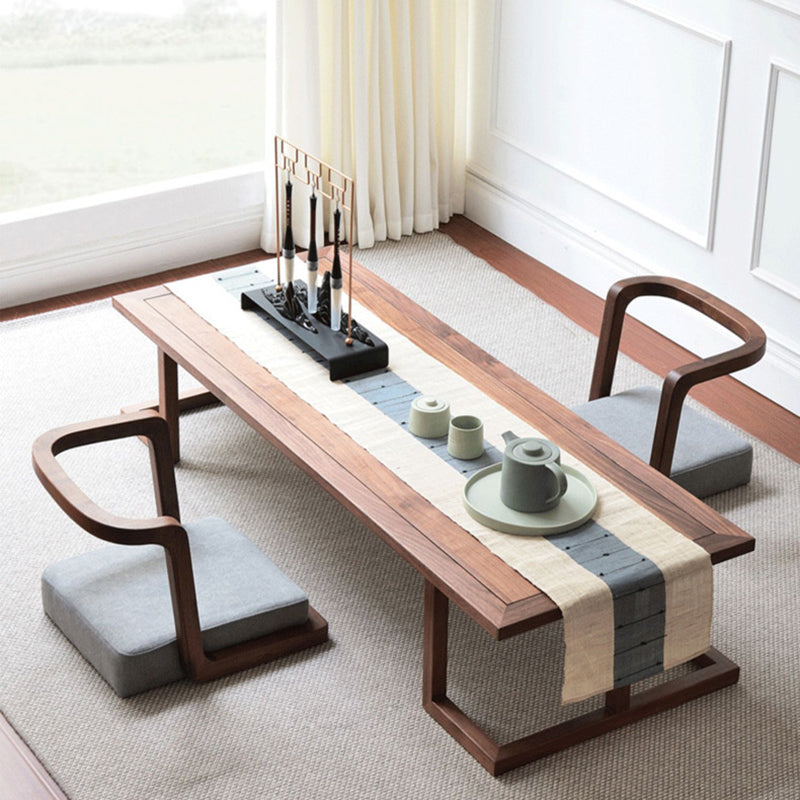 Japanese Ash Wood Low Coffee Table Chair Set — Table - Small / Walnut