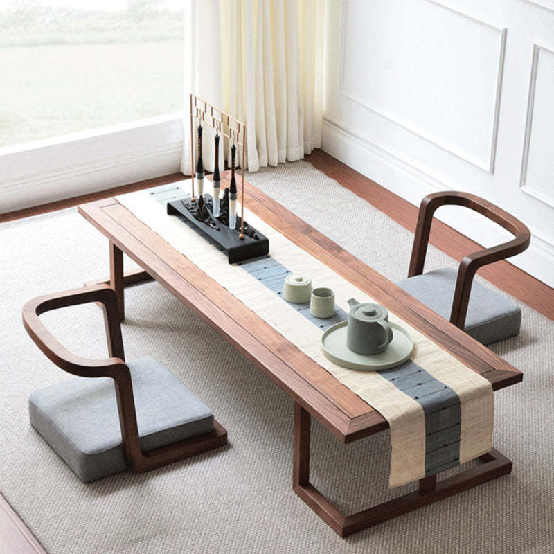Japanese Ash Wood Low Coffee Table Chair Set — Table - Small / Walnut