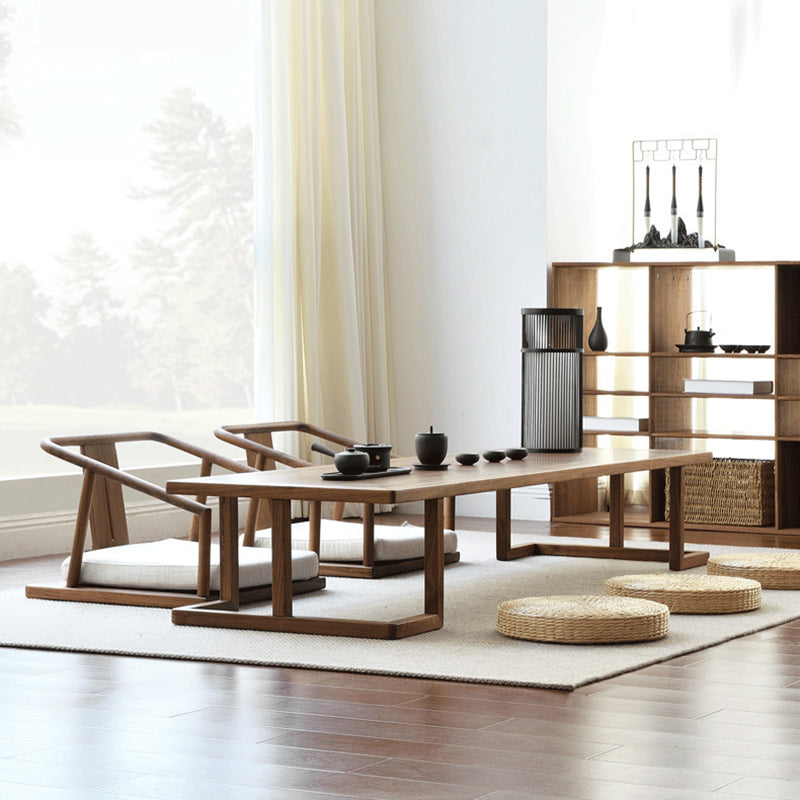 Japanese Ash Wood Low Coffee Table Chair Set — Chair - A / Wood