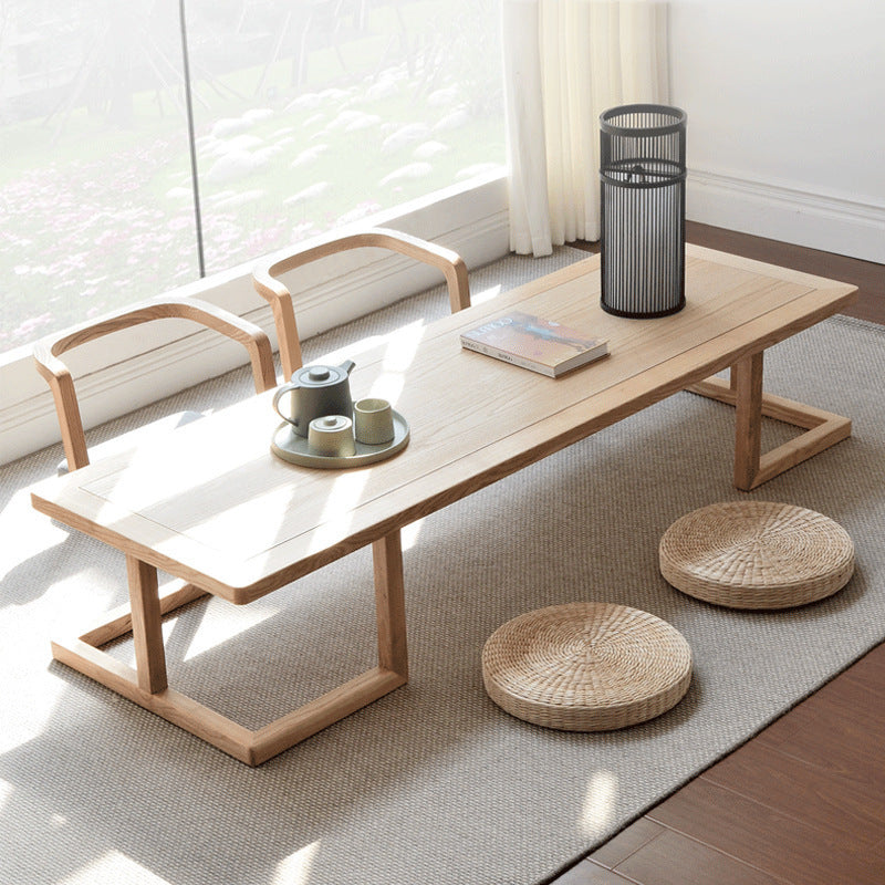 Japanese Ash Wood Low Coffee Table Chair Set — Table - Small / Wood