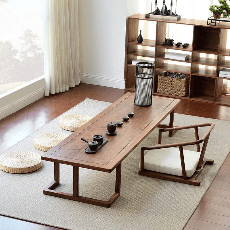 Japanese Ash Wood Low Coffee Table Chair Set — Table - Medium / Walnut