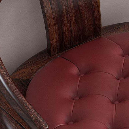 Chinese Ebonized Wood Leather Accent Chair Set