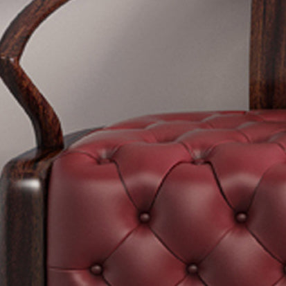 Chinese Ebonized Wood Leather Accent Chair Set