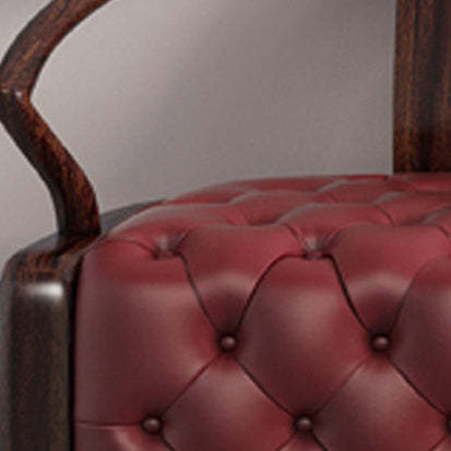 Chinese Ebonized Wood Leather Accent Chair Set