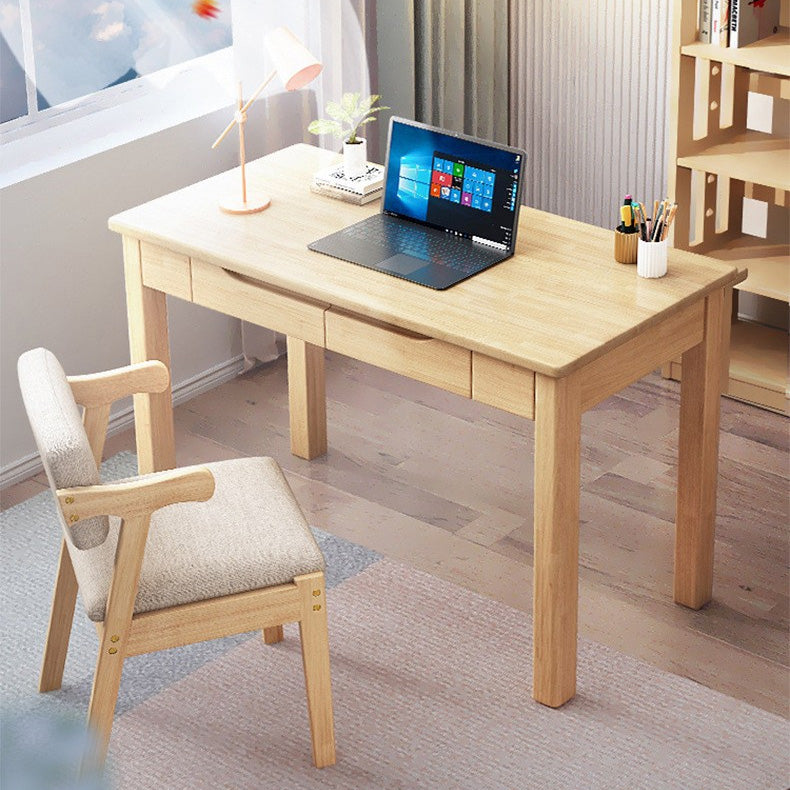 Nordic Rubberwood Pine Desk 2-Drawer
