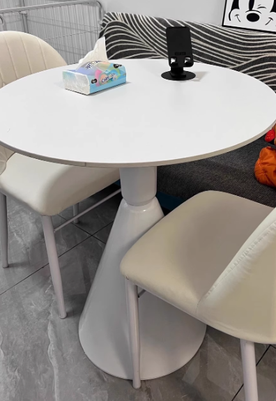 Minimalist Conical Rock Slab Iron Dining Table